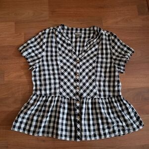 Falls Creek Black and White Checkered Button Down Shirt